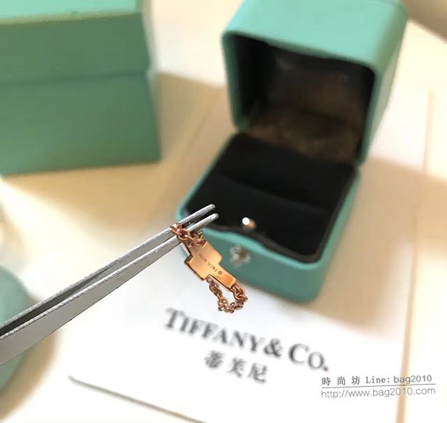 Tiffany純銀飾品 蒂芙尼女士專櫃爆款925純銀雙t鏈條戒指  zgt1662